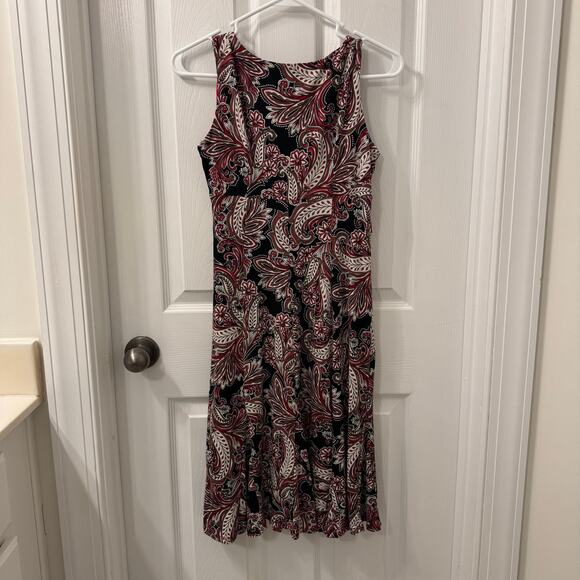 Perceptions Y2K Belted Scoop Neck Sleeveless Mini Dress Size PXS Red Black - Picture 3 of 7